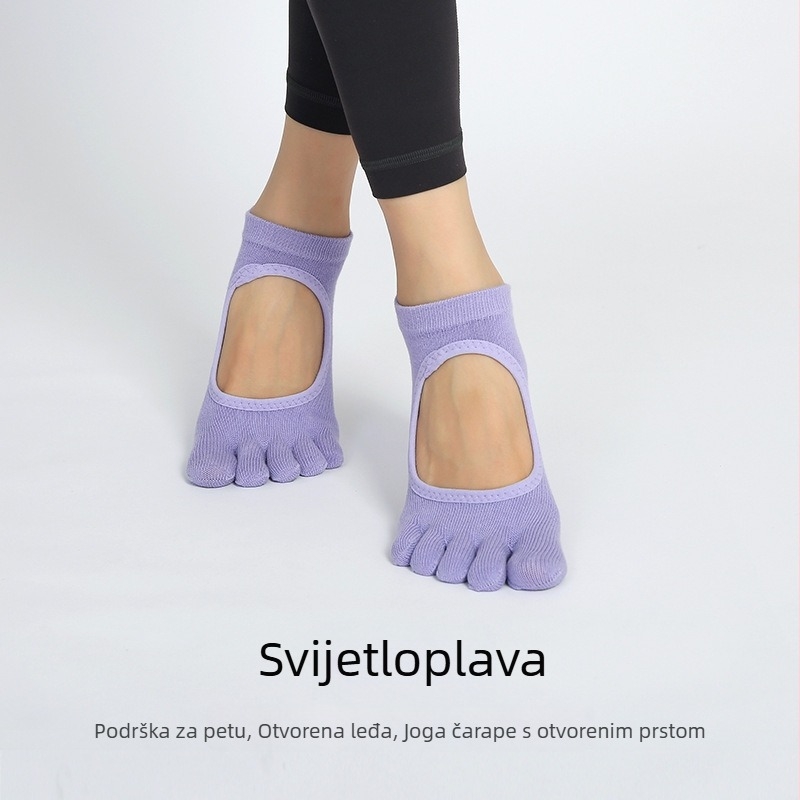 Peto-prstne joga čarape od pamuka, protuklizne, upijaju znoj, za žene, indoor pilates, 70–80% pamuka