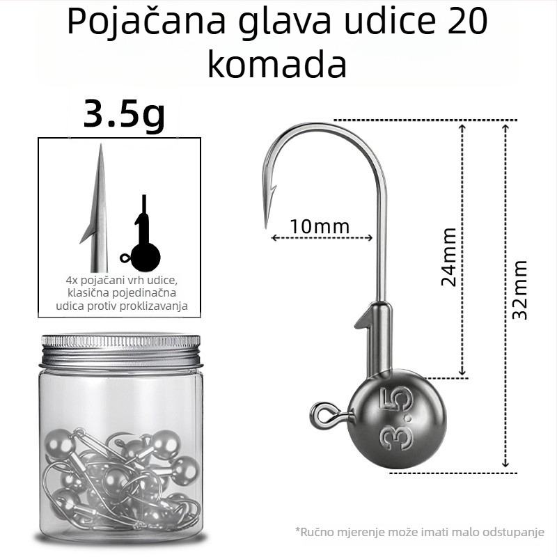 Seelucker udica s olovnom glavom, s bodljama, pakiranje 10 000 komada, za ribolov u rezervoarima.