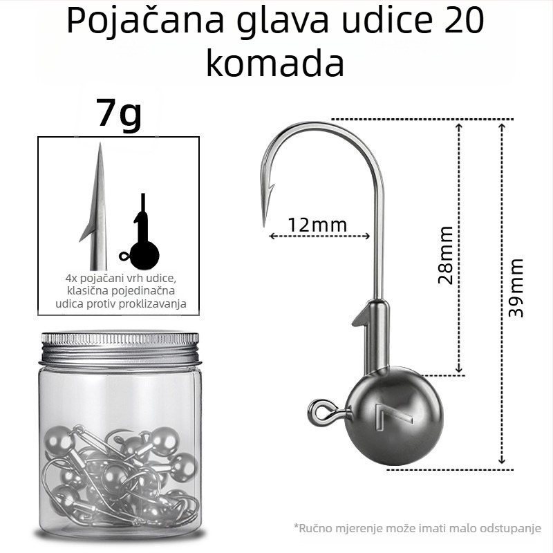 Seelucker udica s olovnom glavom, s bodljama, pakiranje 10 000 komada, za ribolov u rezervoarima.