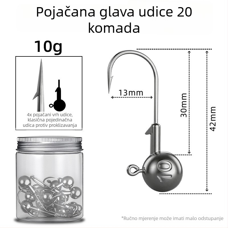 Seelucker udica s olovnom glavom, s bodljama, pakiranje 10 000 komada, za ribolov u rezervoarima.