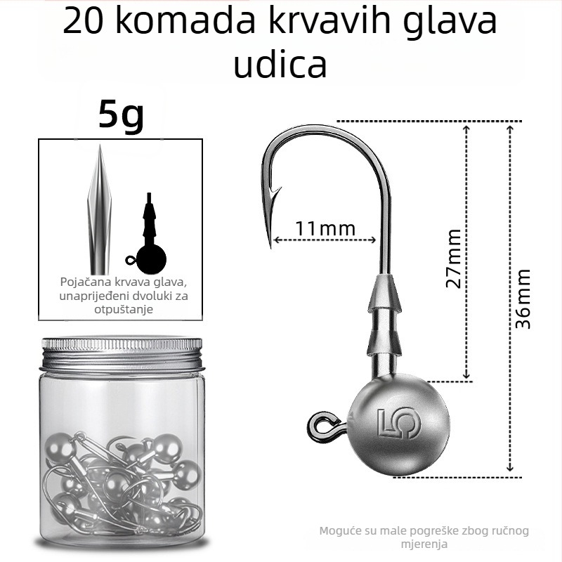 Seelucker udica s olovnom glavom, s bodljama, pakiranje 10 000 komada, za ribolov u rezervoarima.