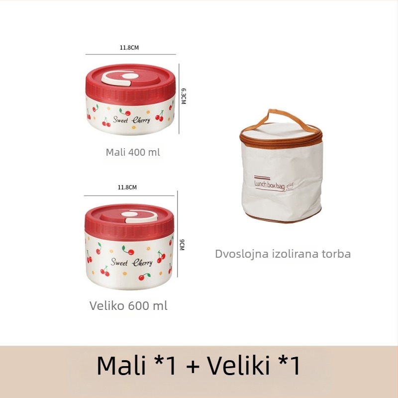 Kutija za ručak od 304 nehrđajućeg čelika, izolirana, nepropusna, prijenosna, višeslojna do četiri sloja, pogodna za mikrovalnu pećnicu