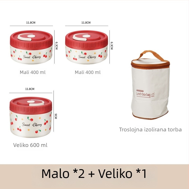 Kutija za ručak od 304 nehrđajućeg čelika, izolirana, nepropusna, prijenosna, višeslojna do četiri sloja, pogodna za mikrovalnu pećnicu