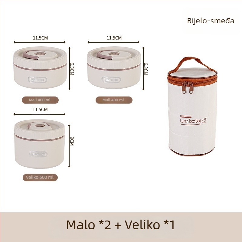 Kutija za ručak od 304 nehrđajućeg čelika, izolirana, nepropusna, prijenosna, višeslojna do četiri sloja, pogodna za mikrovalnu pećnicu