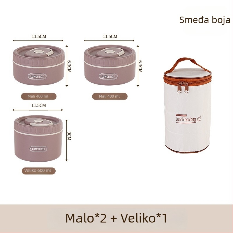 Kutija za ručak od 304 nehrđajućeg čelika, izolirana, nepropusna, prijenosna, višeslojna do četiri sloja, pogodna za mikrovalnu pećnicu