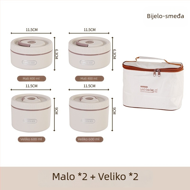 Kutija za ručak od 304 nehrđajućeg čelika, izolirana, nepropusna, prijenosna, višeslojna do četiri sloja, pogodna za mikrovalnu pećnicu