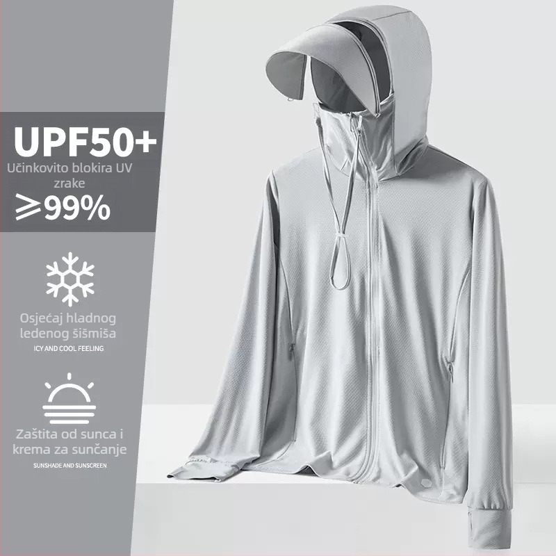 Unisex ljetna kapuljača vetrovka s UV zaštitom UPF50+, ultra lagana, prozračna i brzo se suši