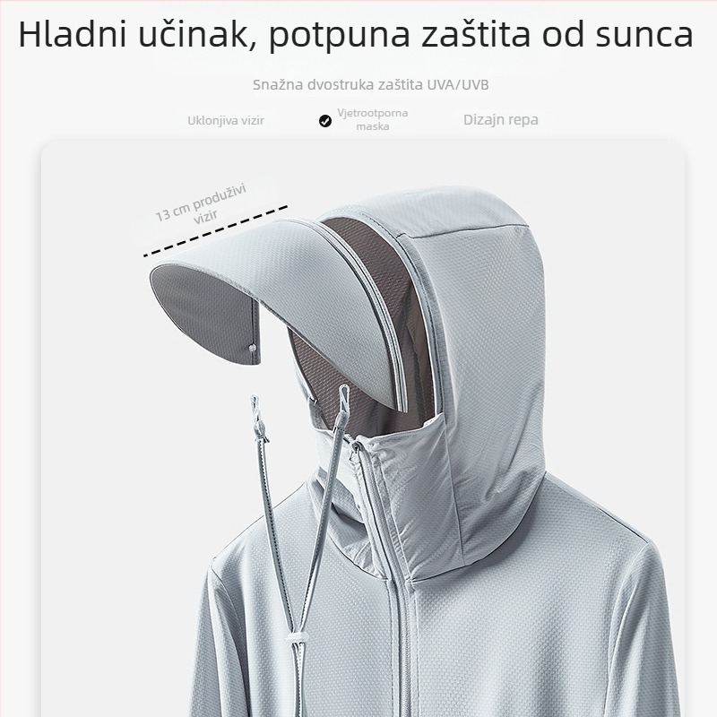 Unisex ljetna kapuljača vetrovka s UV zaštitom UPF50+, ultra lagana, prozračna i brzo se suši