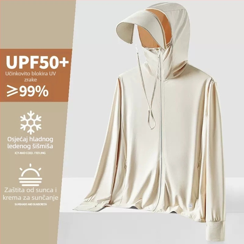 Unisex ljetna kapuljača vetrovka s UV zaštitom UPF50+, ultra lagana, prozračna i brzo se suši