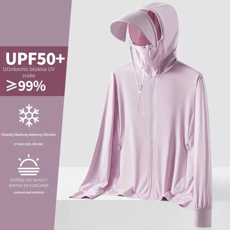 Unisex ljetna kapuljača vetrovka s UV zaštitom UPF50+, ultra lagana, prozračna i brzo se suši