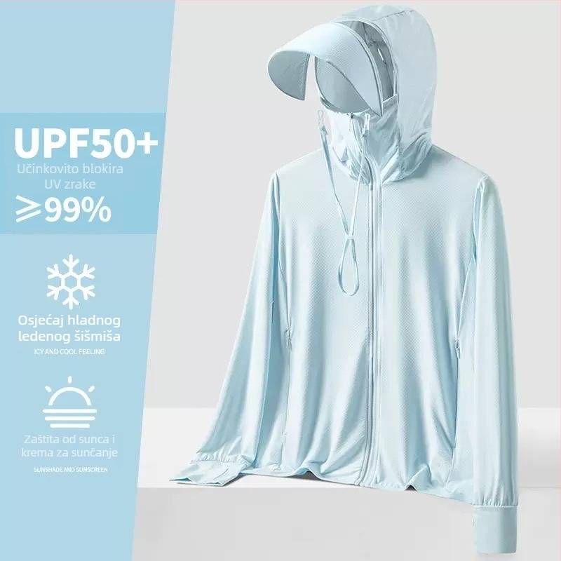 Unisex ljetna kapuljača vetrovka s UV zaštitom UPF50+, ultra lagana, prozračna i brzo se suši