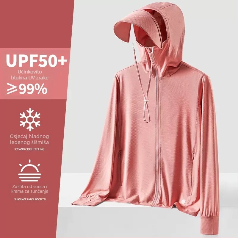 Unisex ljetna kapuljača vetrovka s UV zaštitom UPF50+, ultra lagana, prozračna i brzo se suši