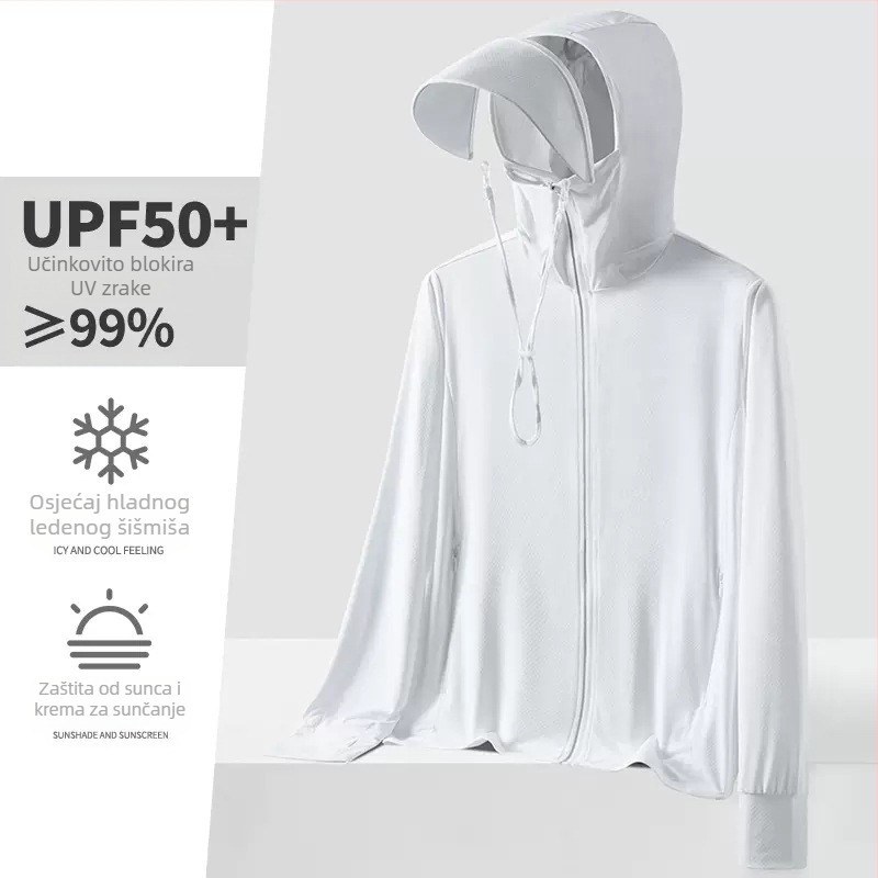 Unisex ljetna kapuljača vetrovka s UV zaštitom UPF50+, ultra lagana, prozračna i brzo se suši