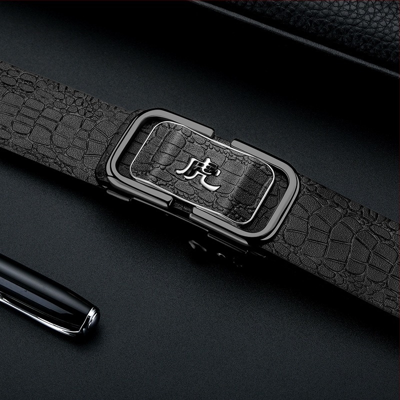 Muški kožni poslovni pojas s automatskom kopčom, dizajn 12 zviježđa, dvostruka koža od krave, elektroplatiranje