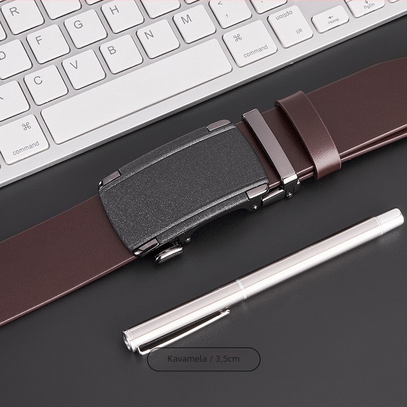 GELING Kožni pojas od prvog sloja teleće kože, automatska kopča, koža obrađena biljnim taninima, jednostruki dizajn