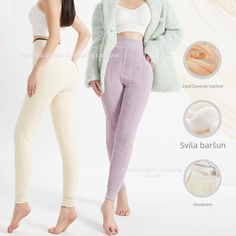 All-in-one hlače s Derong tkaninom; poliester + mulberry svila; visoka elastičnost; super debeli