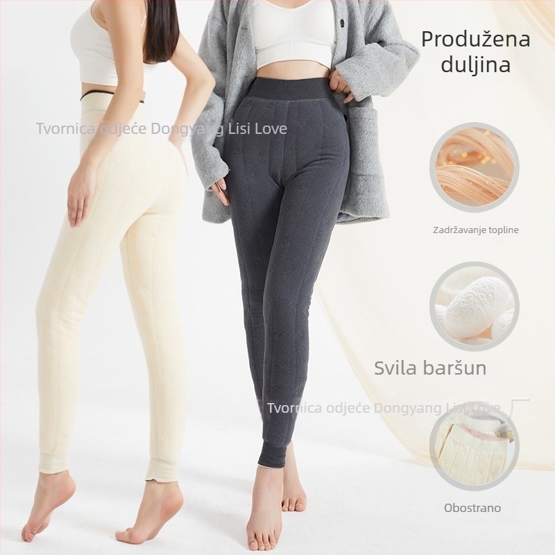 All-in-one hlače s Derong tkaninom; poliester + mulberry svila; visoka elastičnost; super debeli