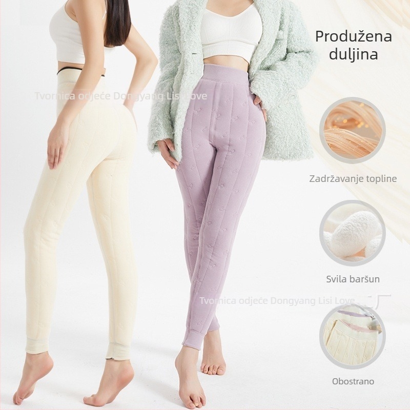 All-in-one hlače s Derong tkaninom; poliester + mulberry svila; visoka elastičnost; super debeli