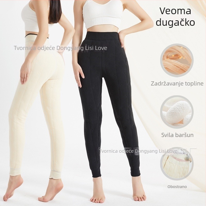 All-in-one hlače s Derong tkaninom; poliester + mulberry svila; visoka elastičnost; super debeli