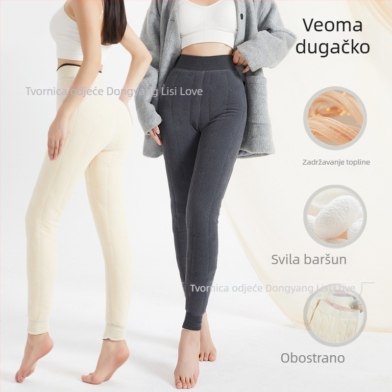 All-in-one hlače s Derong tkaninom; poliester + mulberry svila; visoka elastičnost; super debeli