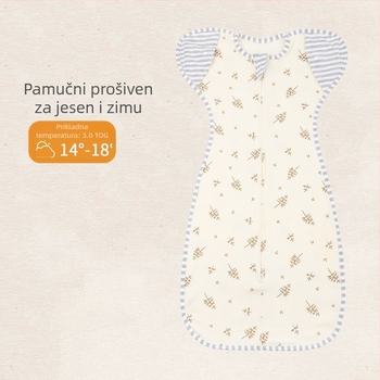 Pamučni dječji spavaći vreć s kokonom i odvojivim rukavima, podstavljena, 75 cm, za novorođenčad, sve sezone