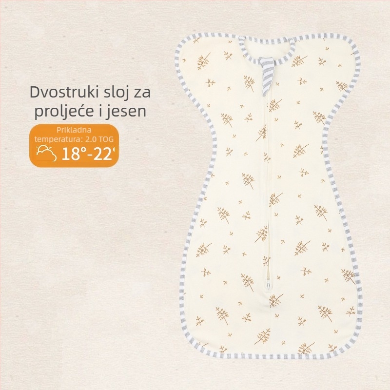 Pamučni dječji spavaći vreć s kokonom i odvojivim rukavima, podstavljena, 75 cm, za novorođenčad, sve sezone