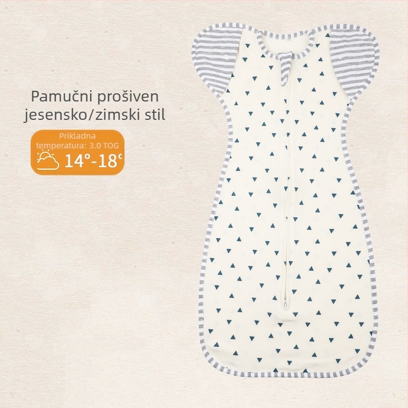 Pamučni dječji spavaći vreć s kokonom i odvojivim rukavima, podstavljena, 75 cm, za novorođenčad, sve sezone