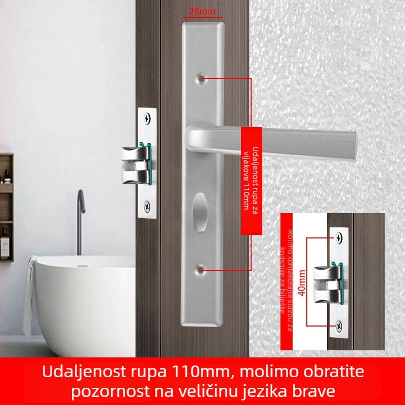 Kvaka za vrata s ključem – nehrđajući čelik, površinska montaža, s ključem, model ZBMS-1