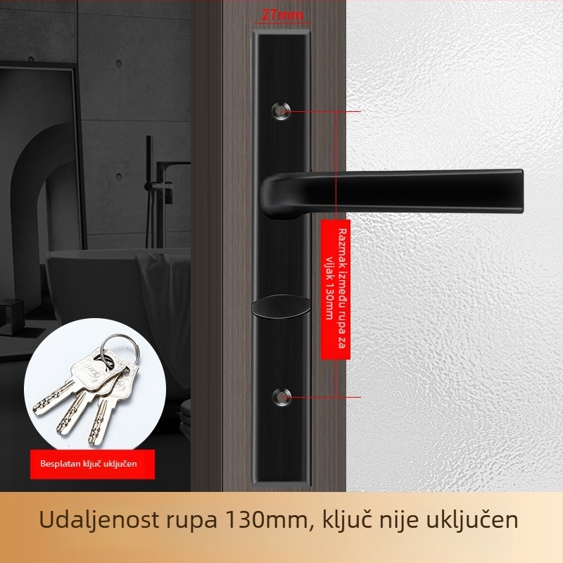 Kvaka za vrata s ključem – nehrđajući čelik, površinska montaža, s ključem, model ZBMS-1