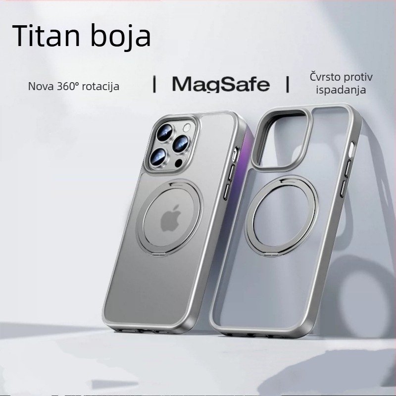 Kućište za iPhone s 360° rotirajućom stalkom, prozirni silikon, CNC izrada, otporno na padove uz magnetsko prianjanje, kompatibilno s iPhone 12/13/14 serijom