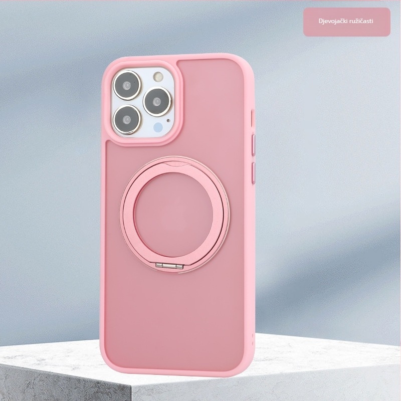 Kućište za iPhone s 360° rotirajućom stalkom, prozirni silikon, CNC izrada, otporno na padove uz magnetsko prianjanje, kompatibilno s iPhone 12/13/14 serijom