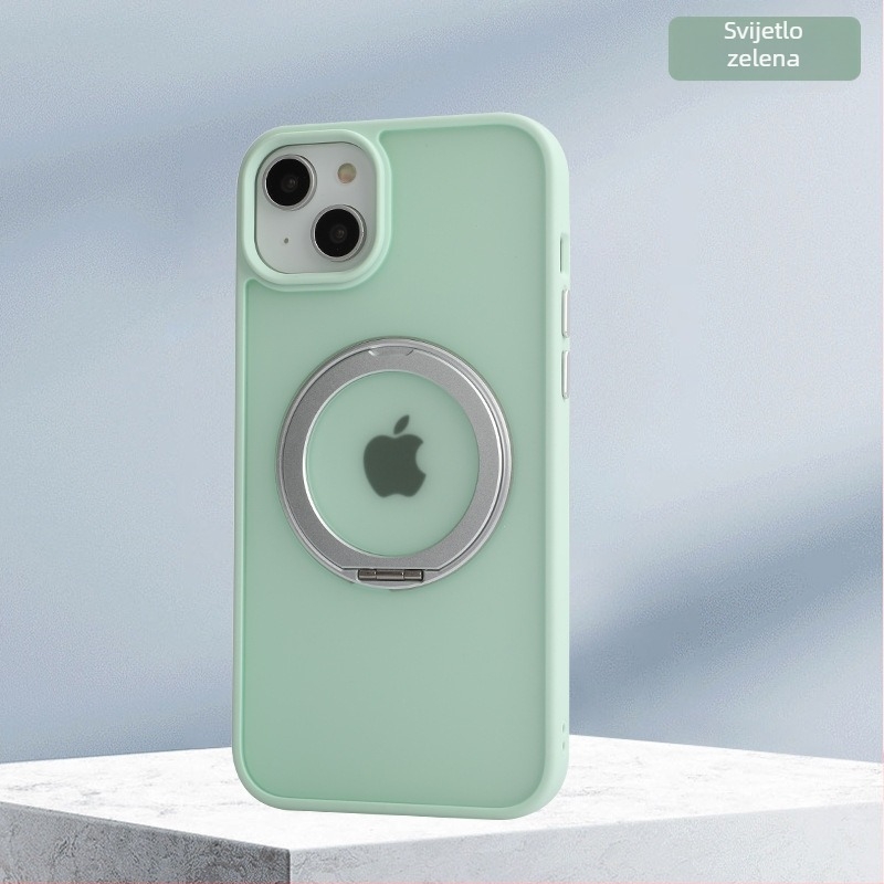Kućište za iPhone s 360° rotirajućom stalkom, prozirni silikon, CNC izrada, otporno na padove uz magnetsko prianjanje, kompatibilno s iPhone 12/13/14 serijom