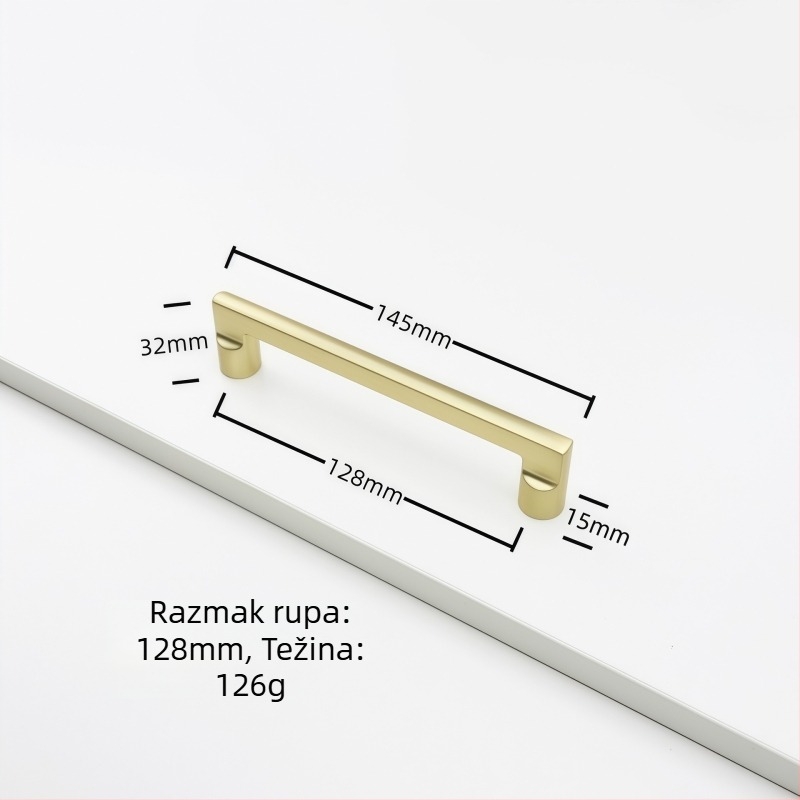 Drška za kuhinjski ormar od cinkove legure, lukastog oblika, moderan stil, površinska ugradnja, model Rz007