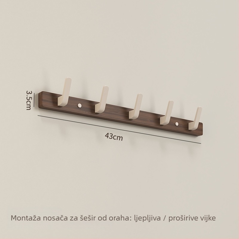 Držač ručnika za kupaonu od oraha – integrirani visi organizator, završna obrada: sprej plast, moderni minimalistički stil, šesetdijelni set, model YSTZ0307-1