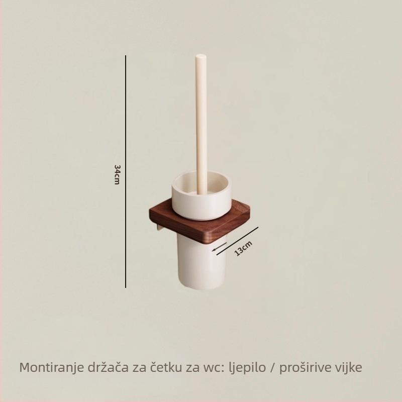 Držač ručnika za kupaonu od oraha – integrirani visi organizator, završna obrada: sprej plast, moderni minimalistički stil, šesetdijelni set, model YSTZ0307-1
