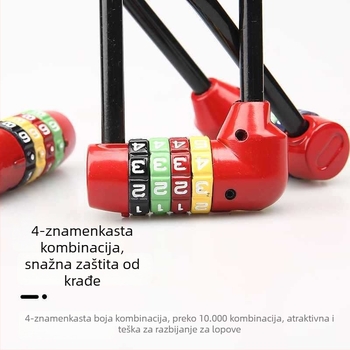 Proširena kombinirana brava za ormariće — tijelo od cinka, željezni kukica, dugačak kuk