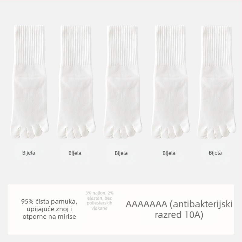 Muške antibakterijske pamuk čarape s odvojenim prstima, srednje dužine, upijaju znoj i neutraliziraju miris, sastav: 95% pamuk, 3% najlon, 2% spandeks