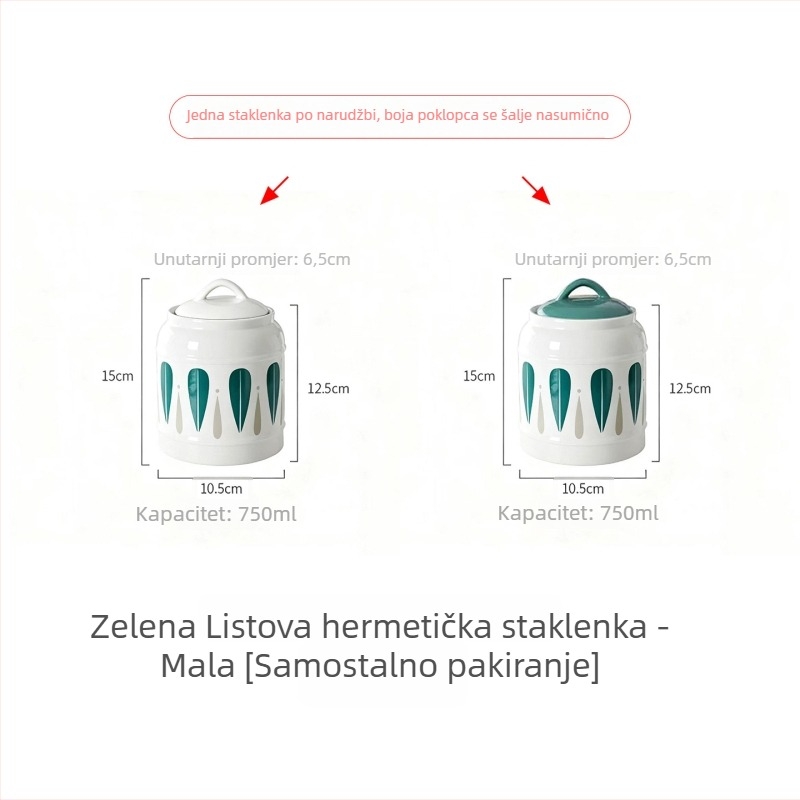 Keramička posuda za skladištenje hrane za mačke i pse | Zatvoren poklopac | Višenamjensko: suho voće, slatkiši i čaj