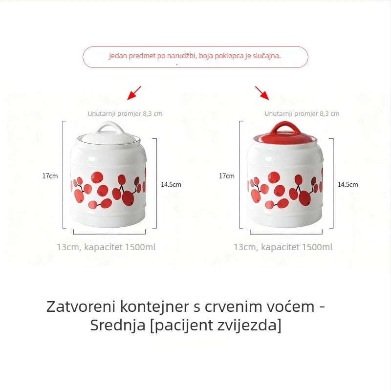 Keramička posuda za skladištenje hrane za mačke i pse | Zatvoren poklopac | Višenamjensko: suho voće, slatkiši i čaj