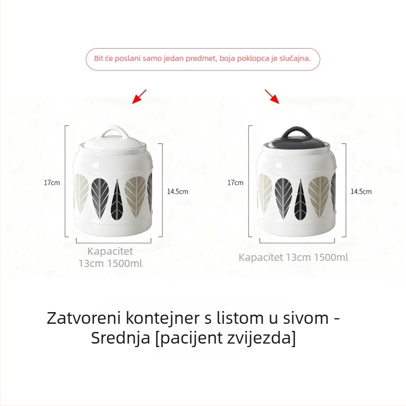 Keramička posuda za skladištenje hrane za mačke i pse | Zatvoren poklopac | Višenamjensko: suho voće, slatkiši i čaj