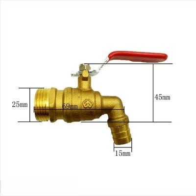 Bakreni kutni vodovod za toplu vodu s kugličnim jezgrom i ventili za ispuštanje, model Water Tsui, bakreno tijelo, jednoručni dvostruki upravljanje, 0,6 MPa, 120°C, ručna ugradnja