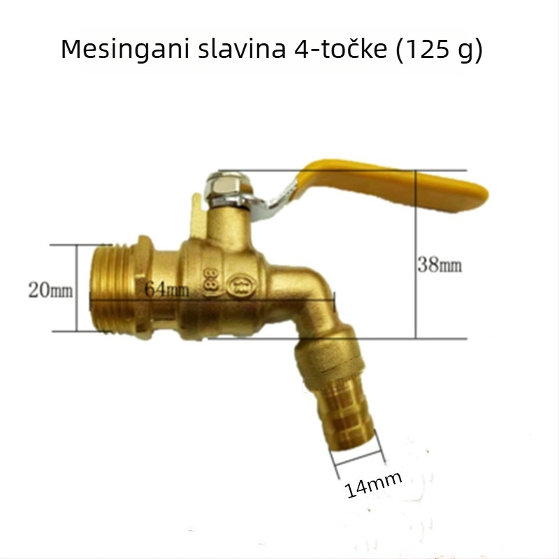 Bakreni kutni vodovod za toplu vodu s kugličnim jezgrom i ventili za ispuštanje, model Water Tsui, bakreno tijelo, jednoručni dvostruki upravljanje, 0,6 MPa, 120°C, ručna ugradnja