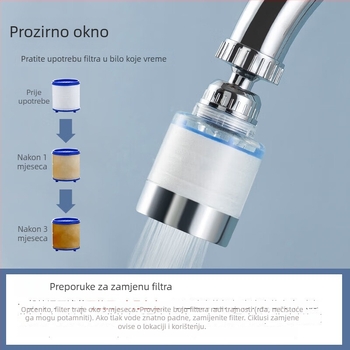 Proširena glava slavine s zaštitom od prskanja i rotirajućim filtrom - Model J06, Materijal PS5250, UV obrada, Ugradnja navojem, Radna temperatura 60°C