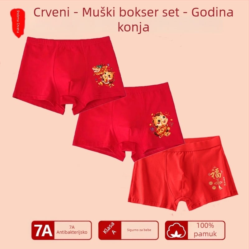 Muške bokserice za dječake sa srednjim strukom, 95% pamuk, sigurnosna razina A, za veće djece