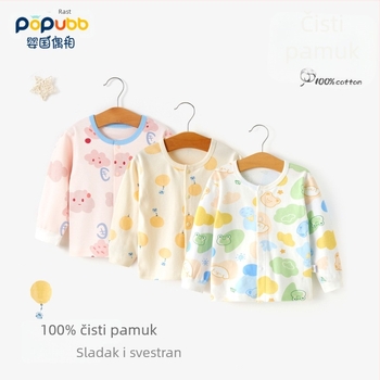 Unisex pamučna termalna majica za bazni sloj djeca 1–3 godine, mekani tretman, okrugli izrez, 100% pamuk, proljeće-jesen-zima