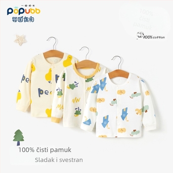 Unisex pamučna termalna majica za bazni sloj djeca 1–3 godine, mekani tretman, okrugli izrez, 100% pamuk, proljeće-jesen-zima