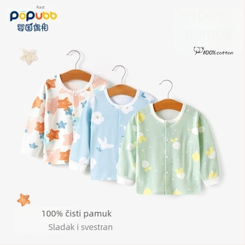 Unisex pamučna termalna majica za bazni sloj djeca 1–3 godine, mekani tretman, okrugli izrez, 100% pamuk, proljeće-jesen-zima