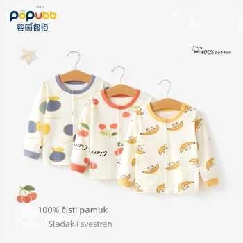 Unisex pamučna termalna majica za bazni sloj djeca 1–3 godine, mekani tretman, okrugli izrez, 100% pamuk, proljeće-jesen-zima