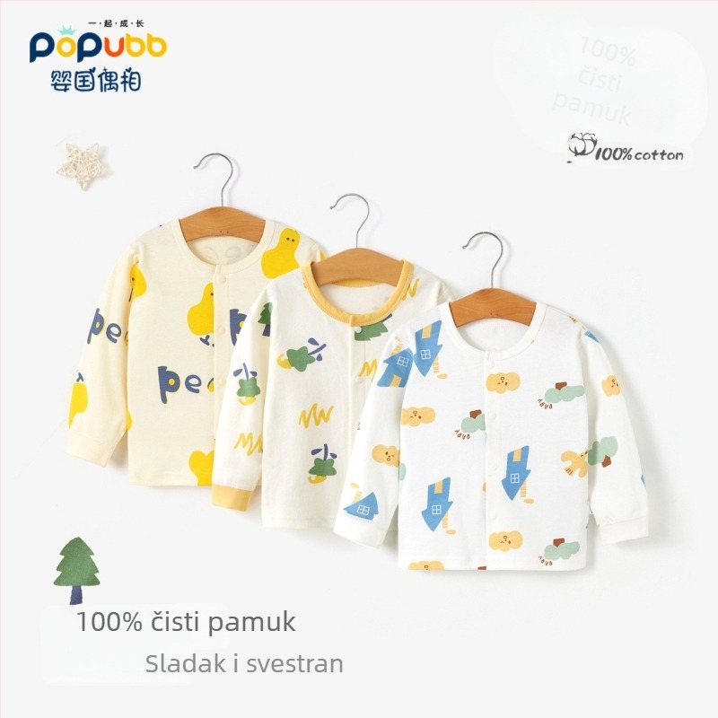 Unisex pamučna termalna majica za bazni sloj djeca 1–3 godine, mekani tretman, okrugli izrez, 100% pamuk, proljeće-jesen-zima