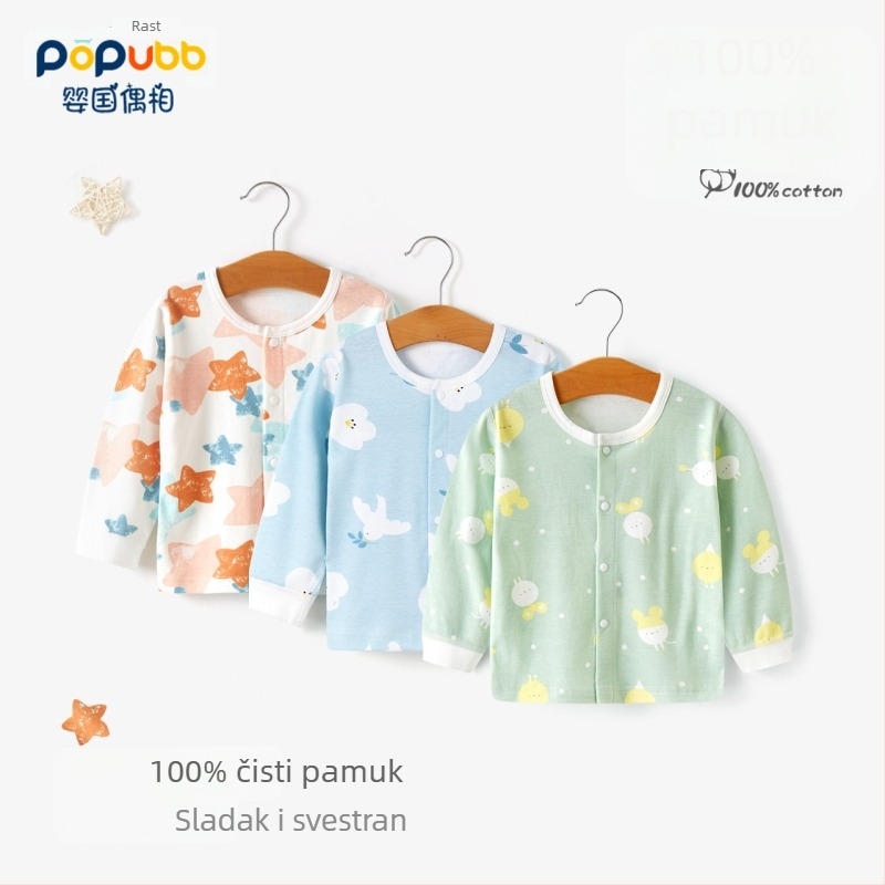 Unisex pamučna termalna majica za bazni sloj djeca 1–3 godine, mekani tretman, okrugli izrez, 100% pamuk, proljeće-jesen-zima